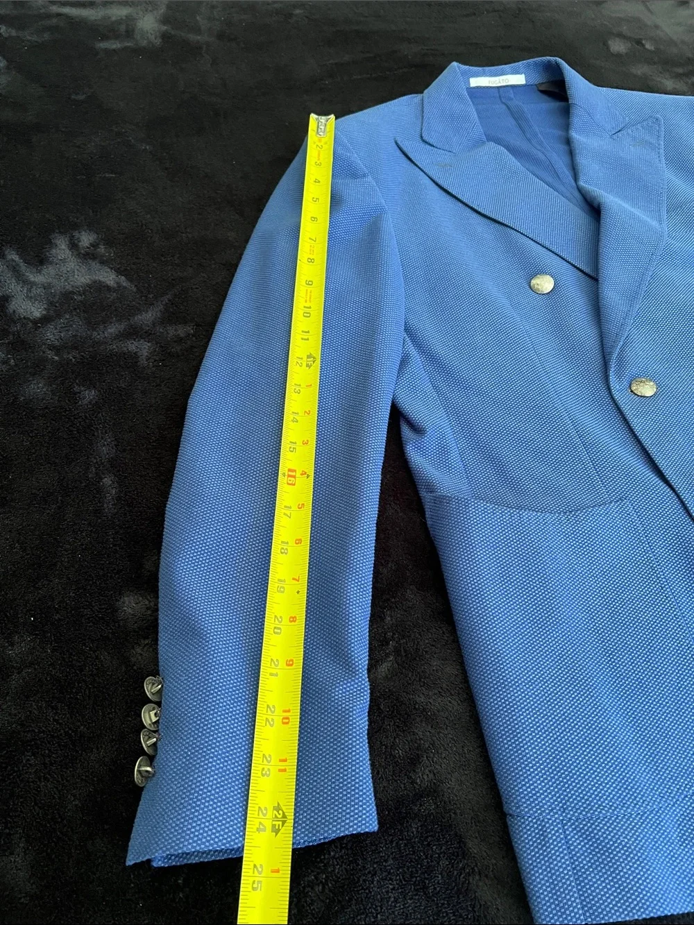 Italian Fugato, Giovanni Marques Men's Double-Breasted Blue Sport Blazer